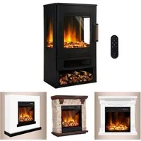 AMBINESS Elektrokamin 2 Heizstufen, 900W - 2000W, LED - 3D Flammeneffekt mit Farbwechsel, inkl. Smart-Home-Steuerung, Fernbedienung Timer & Thermostat