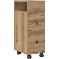 vidaXL Midischrank Badschrank Schmal mit Rollen Artisan-Eiche Holzwerkstoff (1-St)