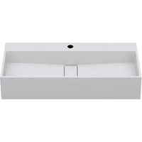 Mai & Mai Waschbecken Aufsatzwaschtisch Mineralguss 1/2 Armaturloch DIN col-6028, In einem Stück gegossen für maximale Stabilität und Langlebigkeit.