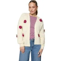 Zero Strickjacke Damen mit bunten 3D Blumen (1-tlg) Knopfleiste