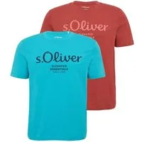 s.Oliver T-Shirt Big Size (2-tlg) Rundhals, kurzarm, Logo-Aufdruck