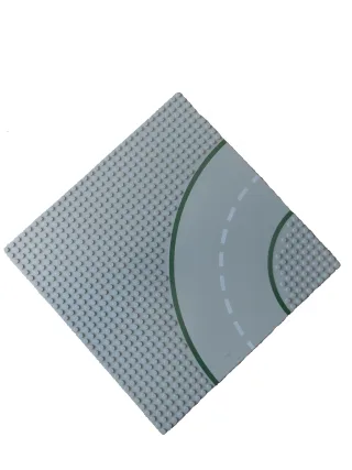 1x Lego Straßenplatte Kurve [25x25 cm/32x32 Noppen gestrichelt] hellgrau