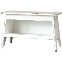 Chic Antique Hocker Holzbank Bank Hocker aus Holz mit Ablage Weiß L 50cm Chic Antique
