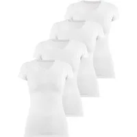 Janice Kurzarmshirt 4 x Figurbetontes T-Shirt mit V-Ausschnitt Siena Damen Basic kurzarm Shirt