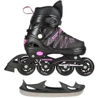 NILS EXTREME Inlineskates 2-IN-1 Inliner Schlittschuhe Rollschuhe wechselbare Kufen, Verstellbare Größe