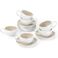 HOMELUX Tasse 12 Stück Tassen Set 200ml Kaffeetassen Cappuccinotassen Teetasse Weiß, 12-tlg., Keramik, Mokkatasse für 6 Personen mit Untertassen, Spülmaschinenfest