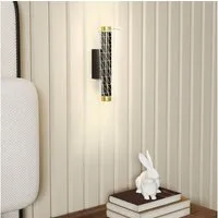 HOMCOM Wandleuchte mit LED Lichte, Gitterdesign, dimmbar, für Wohnzimmer, Schlafzimmer, Metall, Schwarz