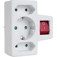 Maclean MCE215 Mehrfachsteckdose 3-fach (2x Eurostecker + 1x Schukostecker, Ein- / Ausschalter, Kindersicherung)