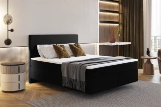 Boxspringbett Schlafzimmerbett DEVIL Delux 180x200cm in Stoff Scala Schwarz