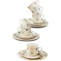 Seltmann Weiden Kaffeeservice Geschirr-Set, Service Marieluise (18-tlg), 6 Personen, Porzellan, Teller, Tasse, Untertasse Made in Germany, 18 Teile, für 6 Personen