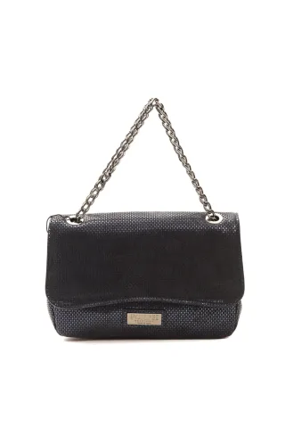 Pompei Donatella Damen Blau Leder Umhängetasche