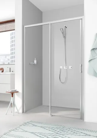 Kermi Gleittür Liga D2L 1300x1850, silber hochglanz, ESG klar, LID2L13018VAK LID2L13018VAK