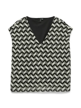 VERO MODA - VMTIKKA CS V-NECK TOP JRS Black - Gr. - S