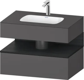 Duravit Qatego Einbauwaschtisch mit Konsolenwaschtischunterbau Eiche Schwarz & Graphit Matt 800x550x QA4785016490000