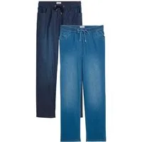 bonprix Schlupfjeans (Packung, 2-tlg) lockere loose fit Passform, elastischer Bund mit Kordelzug