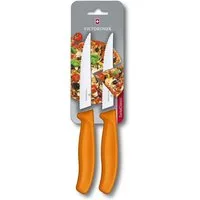Victorinox Steakmesser Profi Steak- und Pizzamesser, 12 cm, Wellenschliff, rostfreier Stahl Extra scharfe Klinge, robuster Kunststoffgriff, orange