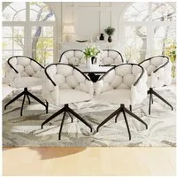 Flieks Esszimmerstuhl 360° drehbar (Set, 6 St), 6er Set Polsterstühle mit Armlehnen Drehstühle Wohnzimmer Samt