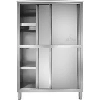 Royal Catering Vorratsschrank 117,8 x 50 x 180,5 cm Küchenschrank Edelstahl Gastro Schiebetüren