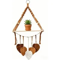 Mutig Wanddekoobjekt Makramee Holz Wandregal,Boho Hängeregal Wand Deko,Pflanzenregal (Hängeregal mit Baumwollseil für Boho Deko ( 40x90cm) , Wandregal Holz Regal für Kinderzimmer Wohnzimmer Balkon Schlafzimmer), Makramee-Schweberegal handgefertigt fü