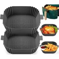 Diwzbyn Silikonform für Heißluftfritteuse – Wiederverwendbare Airfryer Einlage, (2-tlg), Antihaft & Hitzebeständig, Zubehör für runde und eckige Körbe