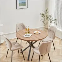 GrandCA HOME Essgruppe Modernes Tisch- und Stuhlset, Sitzgruppe Essgruppe 4+1, (Set, 5-tlg), mit Leinengepolstertes Kissen