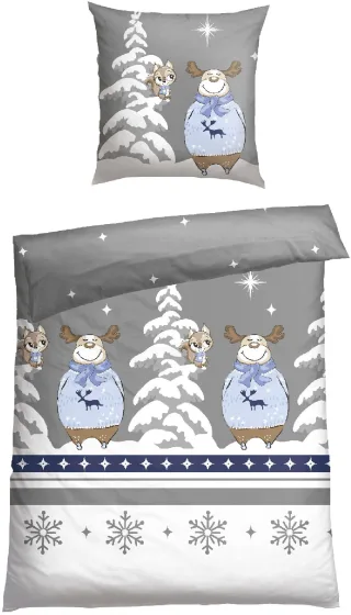 Schiesser Bettwäsche "Kitta aus weicher Baumwolle mit coolem Winter-Print" 2 Stk. MADE IN GREEN by OEKO-TEX-zertifiziert