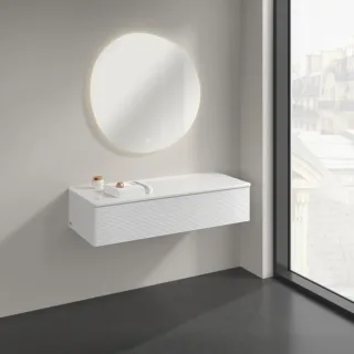 Villeroy und Boch Antao Sideboard K41100GF 120x26,8x50cm, Waschbeckenplattenfarbe Lack, glossy white lacquer