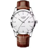 Tidy Quarzuhr Lige 89143 Herrenuhr Quarz Zifferblatt Weiß Lederarmband 89143
