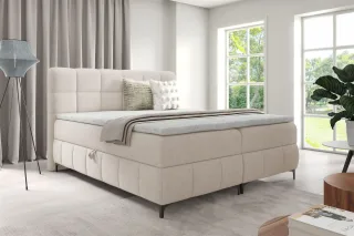 Boxspringbett Schlafzimmerbett SOPHIE 180x200cm Stoff Aragon Weiss