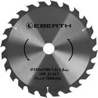 EBERTH Kreissägeblatt aus Stahl mit Hartmetall-Zähnen 254mm Durchmesser, 30mm Bohrung, 1.8mm Blättstärke, 2.8mm Schnittbreite, 24 Zähne, RPM Max. 7000