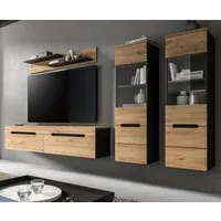 Inn.Furn Wohnwand Cooper, (Schrankwand in Eiche Artisan und Grau, 4-teilig, 270 cm), hängend oder stehend, Soft-Close