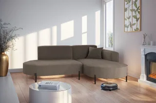 Ecksofa Designersofa VALENCIA XS in Stoff Quelle Braun Ottomane Rechts