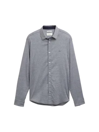 Tom Tailor - Regular Fit Hemd mit Struktur navy structure - Gr. - XL