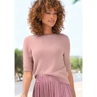 LASCANA Kurzarmpullover mit figurnahem Schnitt aus weichem Strick Sommerpullover, flauschiger Strickpullover, Basicpullover, Halbarm