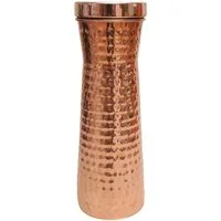 Yogishop Trinkflasche Kupferkaraffe mit Becher gehämmert, 1,1 l, Edle Wasserflasche aus Kupfer.