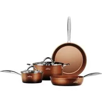 HOMELUX Topf-Set Kochtopfset, Aluminiumguss Töpfe Set mit Deckel, Aluminium (Set, 6-tlg., Töpfe Set mit Glasdeckel), Induktion