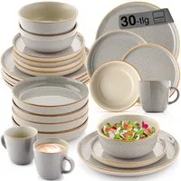 SÄNGER Tafelservice Rio Geschirrset (30-tlg), 6 Personen, Steingut, Handmade, Perlgrau, Erweiterbar, VALUE COLLECTION
