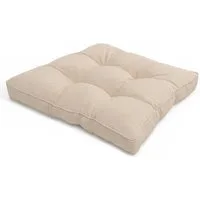 Beautissu Sitzkissen Lounge Kissen Outdoor Sitzkissen Flair LK, 50x50x10cm, Natur, 50x50x10 cm – Wetterfest Schmutzabweisend Polster für Gartenmöbel