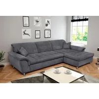 DOMO collection Ecksofa FRANZI 278x170x81 cm, Steppung im Sitzbereich, L-Form, ohne Funktion, Chenille, dunkelgrau