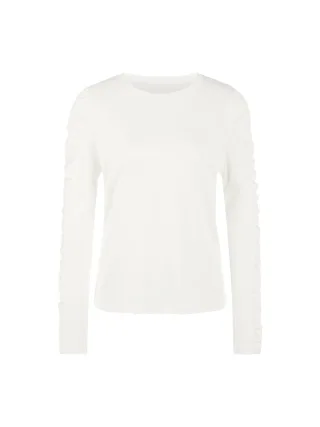 Marc Cain Collections - Longsleeve mit Raffungen off-white - Gr. - 34
