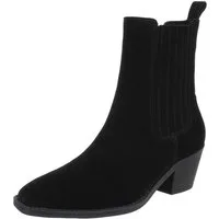 Ital-Design Elegante Leder-Stiefeletten für Damen - Komfort und Stil Westernstiefelette (90482657) Blockabsatz Stiefeletten in Schwarz