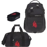 ELEPHANT Schulrucksack Hero Signature Schultasche (Set, 3-tlg., 3 Teile Rucksack Sporttasche Mäppchen Box), Softcase Schulranzen Schulmappe +rsm