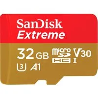 Sandisk Extreme microSDHC Speicherkarte (32 GB, UHS Class 3, 100 MB/s Lesegeschwindigkeit, SD-Adapter, Rescue Pro Deluxe)