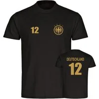 multifanshop T-Shirt Herren Deutschland - Adler Retro Trikot 12 Gold - Männer