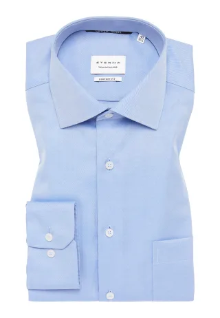 ETERNA - Cover Shirt Twill Langarm blau - Gr. - 46/Langarm - 65cm