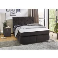 Jockenhöfer Gruppe Boxspringbett Bella erhältlich in 140 & 180cm Breite, mit Kaltschaum-Topper und Rauchglas-Steinen