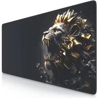 Titanwolf Gaming Mauspad XXL Speed Mousepad 900 x 400 x 3 mm, Schreibtischauflage, abwaschbar, rutschfeste Rückseite, Geschwindigkeit & Präzision, Gold Lion