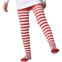 dressforfun Kostüm Gestreifte Strumpfhose für Kinder rot-weiß, Strapazierfähige Strumpfhose für Kinder