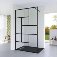 AQUABATOS Walk-in-Dusche Walk In Duschwand matt schwarz Klarglas Duschwand für Dusche, 8 mm Einscheibensicherheitsglas mit Nano Beschichtung, (100x200 120x200 cm Duschabtrennung Glas Nano ESG Echtglas Duschtrennwand für Badewanne Breite wählbar Rahme
