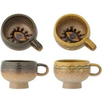 Bloomingville Tasse Bloomingville Oculus Tasse, Braun, Steingut 2er Set, Steingut